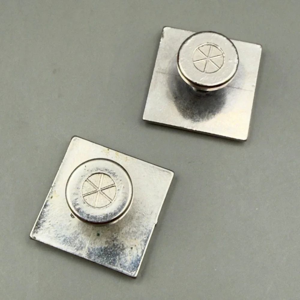 Cufflinks Greco-Roman Profile Coin Square Silver Tone Metal Mens Fixed Back